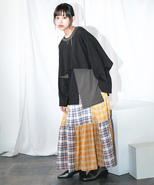 osharewalker（オシャレウォーカー）の「【廃盤】『アレンジボレロ×配色アシメタンクセット』（Tシャツ/カットソー・レディース・ブラック・1/2）」の2枚目の写真