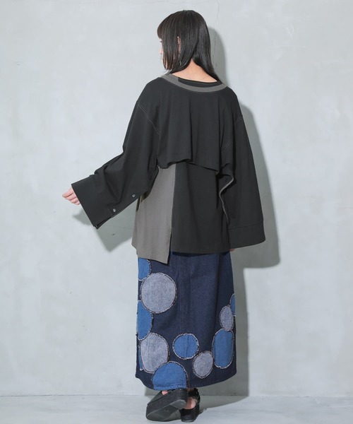 osharewalker（オシャレウォーカー）の「【廃盤】『アレンジボレロ×配色アシメタンクセット』（Tシャツ/カットソー・レディース・ブラック・1/2）」の8枚目の写真