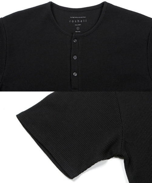 jiggys shop（ジギーズショップ）の「ワッフル ヘンリーネック サーマル半袖Tシャツ（Tシャツ/カットソー・メンズ・ネイビー/ホワイト/ブラック/ミックスグレー/オリーブ・LARGE/SMALL/MEDIUM/X-LARGE）」の15枚目の写真