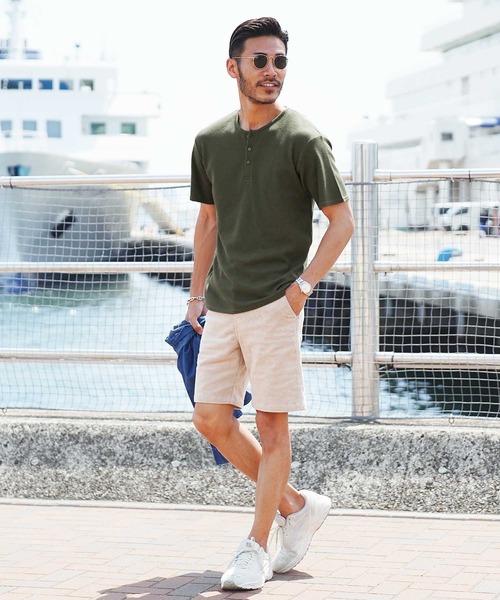 jiggys shop(ジギーズショップ)の「ワッフルサーマル ヘンリーネック 半袖Tシャツ カットソー(Tシャツ/カットソー・メンズ・ネイビー/ホワイト/ブラック/ミックスグレー/オリーブ・LARGE/SMALL/MEDIUM/X-LARGE)」の21枚目の写真