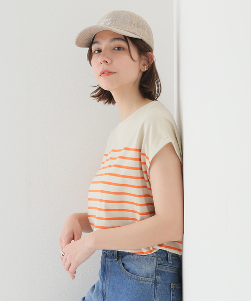 B.C STOCK(ベーセーストック)の「パネルボーダーフレンチTシャツ(Tシャツ/カットソー・レディース・ブラック/ベージュ/オレンジ/ブルー系その他・FREE)」の22枚目の写真