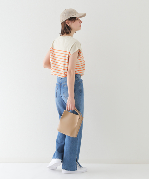 B.C STOCK(ベーセーストック)の「パネルボーダーフレンチTシャツ(Tシャツ/カットソー・レディース・ブラック/ベージュ/オレンジ/ブルー系その他・FREE)」の20枚目の写真