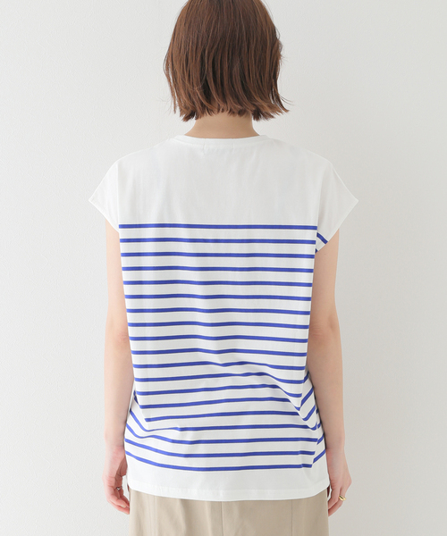 B.C STOCK(ベーセーストック)の「パネルボーダーフレンチTシャツ(Tシャツ/カットソー・レディース・ブラック/ベージュ/オレンジ/ブルー系その他・FREE)」の17枚目の写真