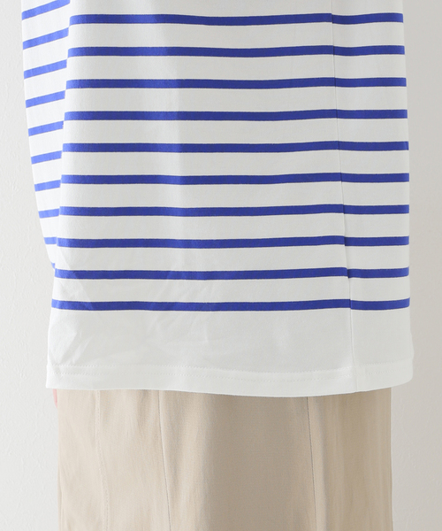 B.C STOCK(ベーセーストック)の「パネルボーダーフレンチTシャツ(Tシャツ/カットソー・レディース・ブラック/ベージュ/オレンジ/ブルー系その他・FREE)」の13枚目の写真