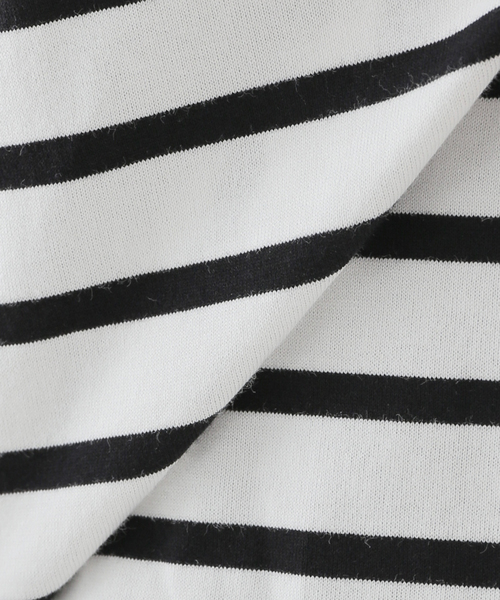 B.C STOCK(ベーセーストック)の「パネルボーダーフレンチTシャツ(Tシャツ/カットソー・レディース・ブラック/ベージュ/オレンジ/ブルー系その他・FREE)」の10枚目の写真