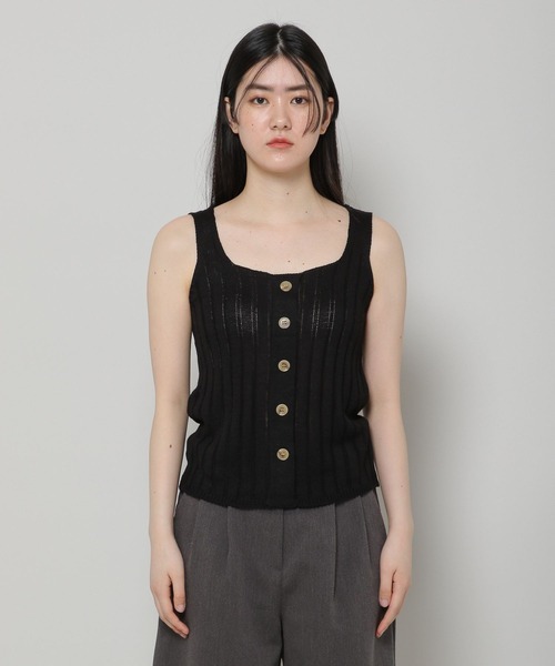 ALAND（エーランド）の「3.3Field Trip／ボタンニットキャミ 2295138（キャミソール・レディース・ブラック/ナチュラル/カーキ・FREE）」の6枚目の写真