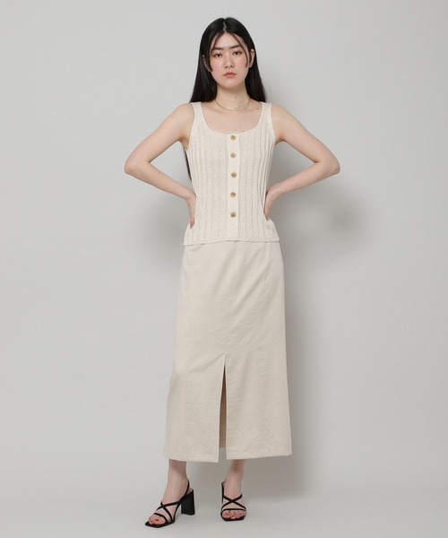 ALAND（エーランド）の「3.3Field Trip／ボタンニットキャミ 2295138（キャミソール・レディース・ブラック/ナチュラル/カーキ・FREE）」の7枚目の写真