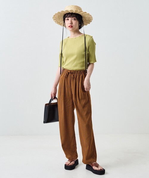 FREAK'S STORE（フリークスストア）の「メローリブ5分袖TEE（Tシャツ/カットソー・レディース・サックスブルー/オフホワイト/ブラック/ブルーグリーン/オレンジ・ﾌﾘ-）」の13枚目の写真