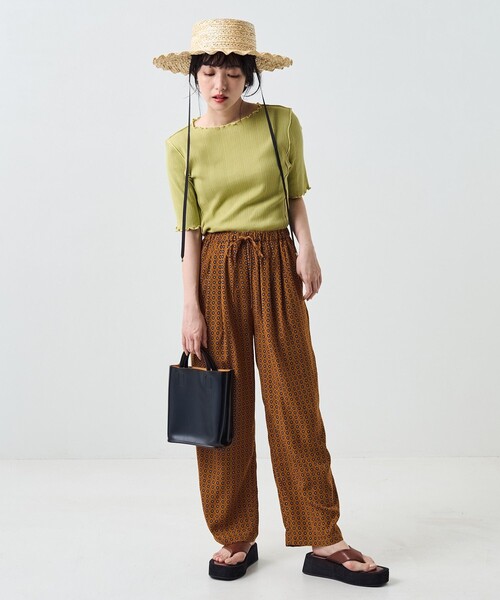 FREAK'S STORE（フリークスストア）の「メローリブ5分袖TEE（Tシャツ/カットソー・レディース・サックスブルー/オフホワイト/ブラック/ブルーグリーン/オレンジ・ﾌﾘ-）」の17枚目の写真