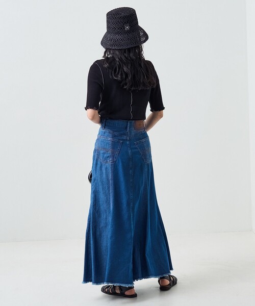 FREAK'S STORE（フリークスストア）の「メローリブ5分袖TEE（Tシャツ/カットソー・レディース・サックスブルー/オフホワイト/ブラック/ブルーグリーン/オレンジ・ﾌﾘ-）」の7枚目の写真