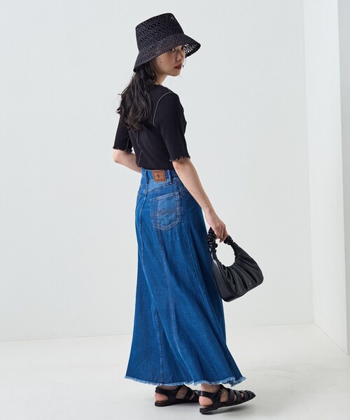 FREAK'S STORE（フリークスストア）の「メローリブ5分袖TEE（Tシャツ/カットソー・レディース・サックスブルー/オフホワイト/ブラック/ブルーグリーン/オレンジ・ﾌﾘ-）」の15枚目の写真