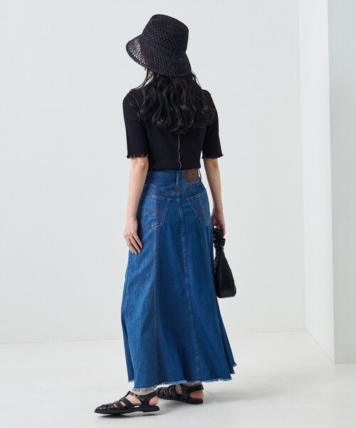 FREAK'S STORE（フリークスストア）の「メローリブ5分袖TEE（Tシャツ/カットソー・レディース・サックスブルー/オフホワイト/ブラック/ブルーグリーン/オレンジ・ﾌﾘ-）」の19枚目の写真