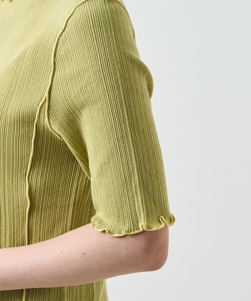 FREAK'S STORE（フリークスストア）の「メローリブ5分袖TEE（Tシャツ/カットソー・レディース・サックスブルー/オフホワイト/ブラック/ブルーグリーン/オレンジ・ﾌﾘ-）」の12枚目の写真