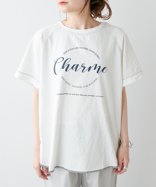 PUAL CE CIN(ピュアルセシン)の「ロゴプリントピグメントTシャツ(Tシャツ/カットソー・レディース・ホワイト/ベージュ/サックスブルー/ピンク・FREE)」の22枚目の写真