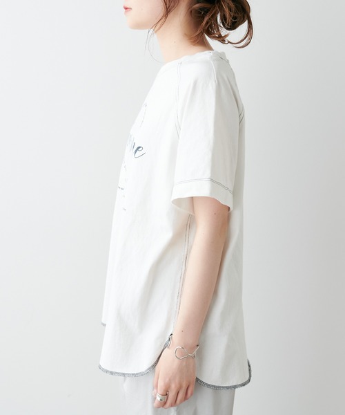 PUAL CE CIN(ピュアルセシン)の「ロゴプリントピグメントTシャツ(Tシャツ/カットソー・レディース・ホワイト/ベージュ/サックスブルー/ピンク・FREE)」の14枚目の写真