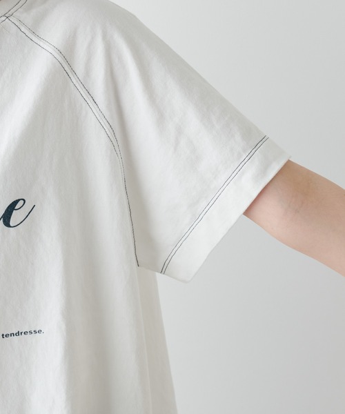 PUAL CE CIN(ピュアルセシン)の「ロゴプリントピグメントTシャツ(Tシャツ/カットソー・レディース・ホワイト/ベージュ/サックスブルー/ピンク・FREE)」の7枚目の写真