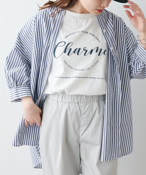 PUAL CE CIN(ピュアルセシン)の「ロゴプリントピグメントTシャツ(Tシャツ/カットソー・レディース・ホワイト/ベージュ/サックスブルー/ピンク・FREE)」の8枚目の写真