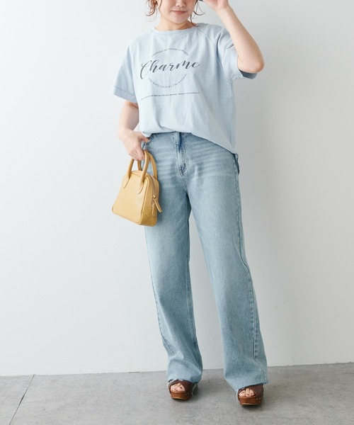 PUAL CE CIN(ピュアルセシン)の「ロゴプリントピグメントTシャツ(Tシャツ/カットソー・レディース・ホワイト/ベージュ/サックスブルー/ピンク・FREE)」の6枚目の写真