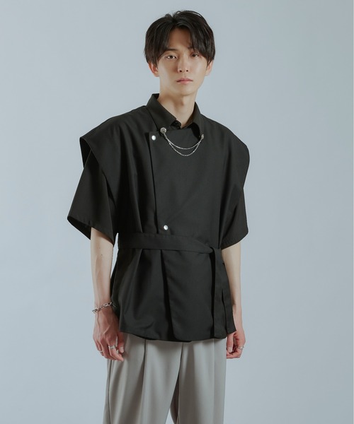 Ellno Loset(エルノロゼット)の「ベルトルーズジレ(ベスト・メンズ・ブラック/ライトグリーン・MEDIUM/LARGE)」の3枚目の写真