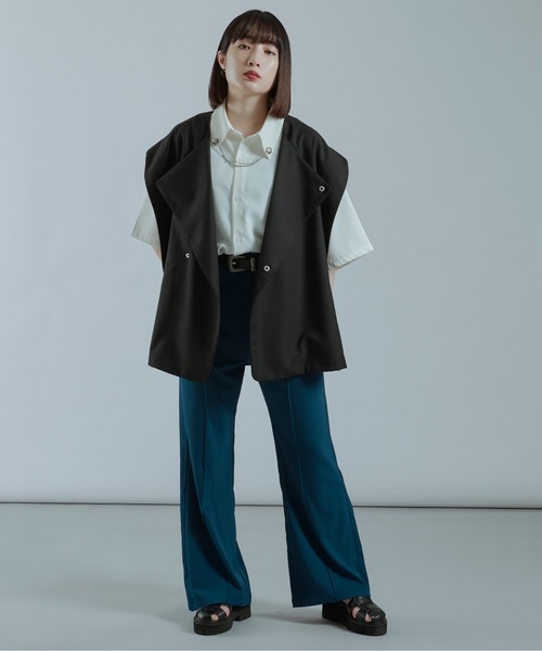 Ellno Loset(エルノロゼット)の「ベルトルーズジレ(ベスト・メンズ・ブラック/ライトグリーン・MEDIUM/LARGE)」の12枚目の写真