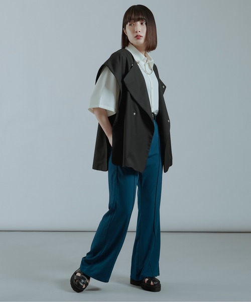 Ellno Loset(エルノロゼット)の「ベルトルーズジレ(ベスト・メンズ・ブラック/ライトグリーン・MEDIUM/LARGE)」の13枚目の写真