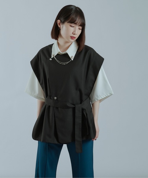 Ellno Loset(エルノロゼット)の「ベルトルーズジレ(ベスト・メンズ・ブラック/ライトグリーン・MEDIUM/LARGE)」の15枚目の写真