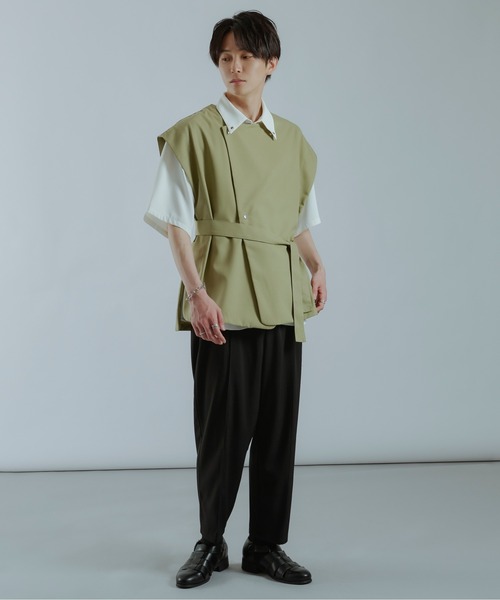Ellno Loset(エルノロゼット)の「ベルトルーズジレ(ベスト・メンズ・ブラック/ライトグリーン・MEDIUM/LARGE)」の21枚目の写真