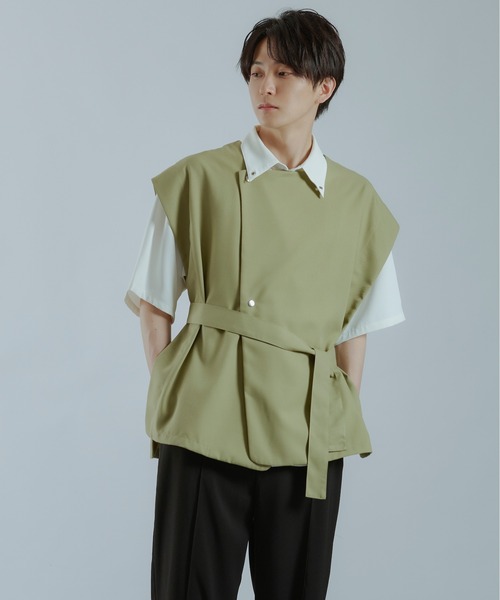 Ellno Loset(エルノロゼット)の「ベルトルーズジレ(ベスト・メンズ・ブラック/ライトグリーン・MEDIUM/LARGE)」の20枚目の写真