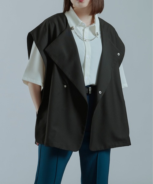 Ellno Loset(エルノロゼット)の「ベルトルーズジレ(ベスト・メンズ・ブラック/ライトグリーン・MEDIUM/LARGE)」の8枚目の写真