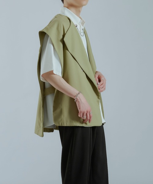 Ellno Loset(エルノロゼット)の「ベルトルーズジレ(ベスト・メンズ・ブラック/ライトグリーン・MEDIUM/LARGE)」の18枚目の写真