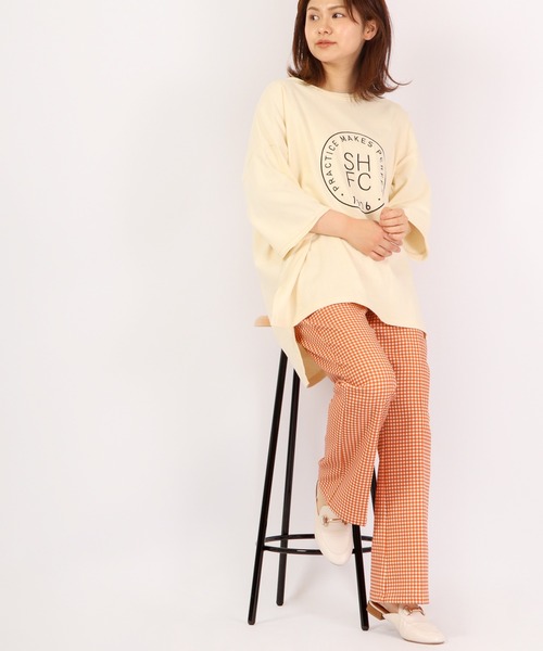 FUNALIVE（ファンアライブ）の「AMERICAN FUDGE ヘビーウェイト刺繍BIGTシャツ（Tシャツ/カットソー・レディース・ダークブルー/ブラック/ナチュラル/グレイッシュベージュ・FREE）」の8枚目の写真