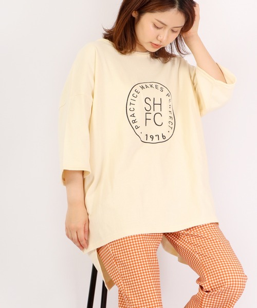 FUNALIVE（ファンアライブ）の「AMERICAN FUDGE ヘビーウェイト刺繍BIGTシャツ（Tシャツ/カットソー・レディース・ダークブルー/ブラック/ナチュラル/グレイッシュベージュ・FREE）」の5枚目の写真
