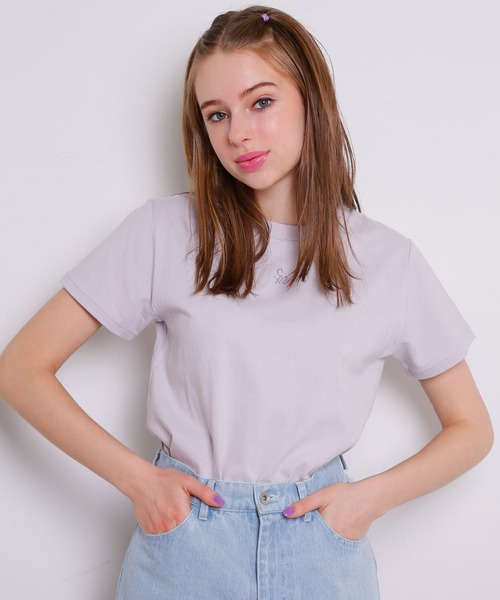 Seemi. byNICECLAUP( シーミーバイナイスクラップ)の「Seemi 刺繍ロゴTee(Tシャツ/カットソー・レディース・オフホワイト/ミント/ラベンダー・FREE)」の3枚目の写真