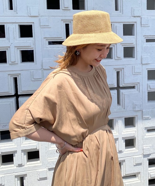 Doux archives（ドゥアルシーヴ）の「こま編みハット（ハット・レディース・キャメル/ベージュ・FREE）」の2枚目の写真