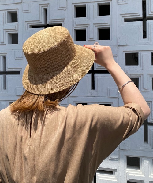 Doux archives（ドゥアルシーヴ）の「こま編みハット（ハット・レディース・キャメル/ベージュ・FREE）」の5枚目の写真