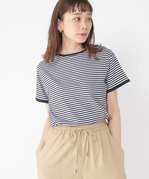 パイピングボートネックTシャツ