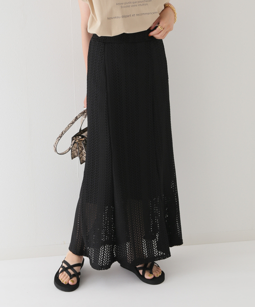 B.C STOCK（ベーセーストック）の「スカシニット マーメイドスカート（スカート・レディース・ホワイト/ブラウン/グリーン/ブラック・FREE）」の18枚目の写真