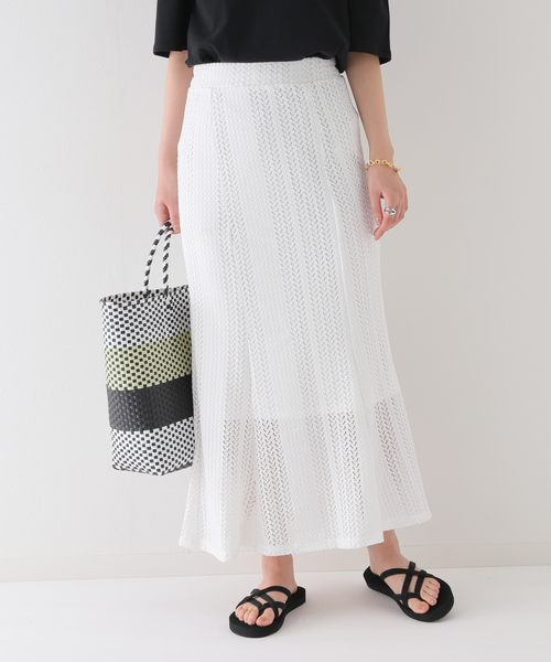 B.C STOCK（ベーセーストック）の「スカシニット マーメイドスカート（スカート・レディース・ホワイト/ブラウン/グリーン/ブラック・FREE）」の21枚目の写真