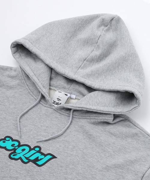 X-girl（エックスガール）の「CHUBBY LOGO SWEAT HOODIE（パーカー・レディース・ダークグリーン/ベージュ/イエロー/アッシュ・S/M/L/XL）」の10枚目の写真