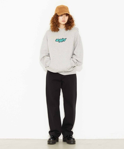 X-girl（エックスガール）の「CHUBBY LOGO SWEAT HOODIE（パーカー・レディース・ダークグリーン/ベージュ/イエロー/アッシュ・S/M/L/XL）」の18枚目の写真