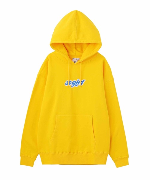 X-girl（エックスガール）の「CHUBBY LOGO SWEAT HOODIE（パーカー・レディース・ダークグリーン/ベージュ/イエロー/アッシュ・S/M/L/XL）」の12枚目の写真