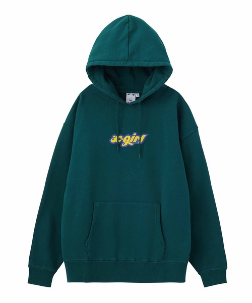 X-girl（エックスガール）の「CHUBBY LOGO SWEAT HOODIE（パーカー・レディース・ダークグリーン/ベージュ/イエロー/アッシュ・S/M/L/XL）」の8枚目の写真