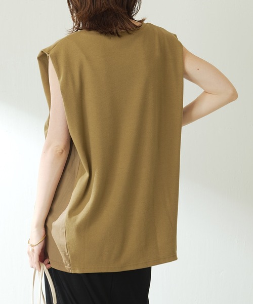 COLLAGE GALLARDAGALANTE(コラージュガリャルダガランテ)の「ドッキングショルダープルオーバー(Tシャツ/カットソー・レディース・ホワイト/サンドベージュ・FREE)」の18枚目の写真