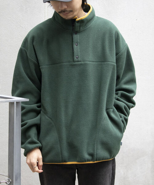 DISCUS ATHLETIC(ディスカス アスレチック)の「【DISCUS ATHLETIC/ディスカス アスレチック】別注スナップフリースプルオーバー(スウェット・メンズ・ブラック/グレイッシュベージュ/グリーン・M/L/XL)」の8枚目の写真
