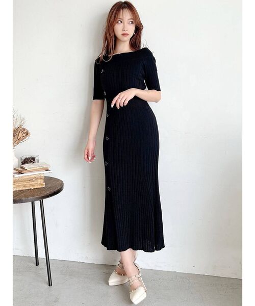 RESEXXY（リゼクシー）の「アシンメトリーニットワンピース（ワンピース・レディース・ブラック/ベージュ/ブルー・FREE）」の19枚目の写真