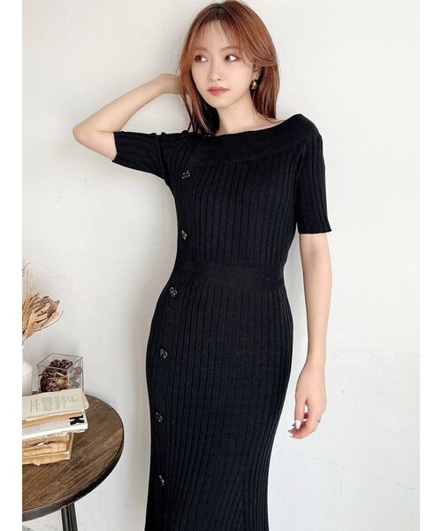 RESEXXY（リゼクシー）の「アシンメトリーニットワンピース（ワンピース・レディース・ブラック/ベージュ/ブルー・FREE）」の18枚目の写真