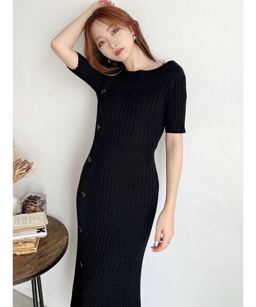 RESEXXY（リゼクシー）の「アシンメトリーニットワンピース（ワンピース・レディース・ブラック/ベージュ/ブルー・FREE）」の17枚目の写真