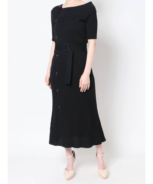 RESEXXY（リゼクシー）の「アシンメトリーニットワンピース（ワンピース・レディース・ブラック/ベージュ/ブルー・FREE）」の7枚目の写真