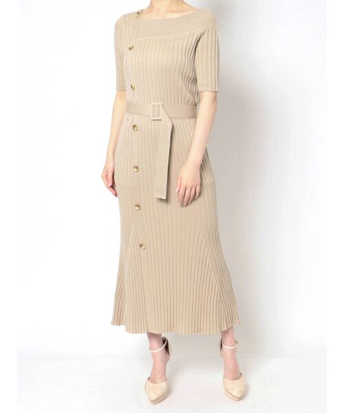 RESEXXY（リゼクシー）の「アシンメトリーニットワンピース（ワンピース・レディース・ブラック/ベージュ/ブルー・FREE）」の5枚目の写真