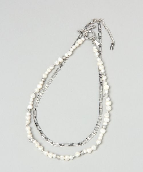JEANASIS(ジーナシス)の「パール2レンネックレス/299661(ネックレス・レディース・ホワイト系その他/グレー系その他・FREE)」の1枚目の写真